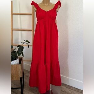 Universal Thread Red Tiered Maxi Dress with Ruffle Straps